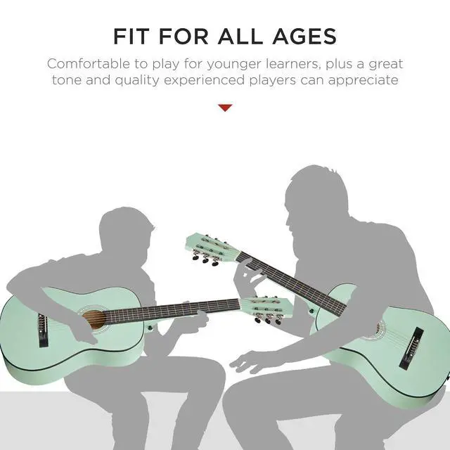 Alt view image 5 of 7 - 38in Beginner All Wood Acoustic Guitar Starter Kit w/Gig Bag, 6 Picks, Nylon Strings, Strap w/Pick Holder - SoCal Green
