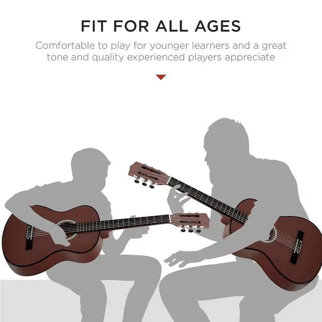 Alt view image 5 of 7 - 38in Beginner All Wood Acoustic Guitar Starter Kit w/Gig Bag, 6 Picks, Nylon Strings, Strap w/Pick Holder - Dark Brown