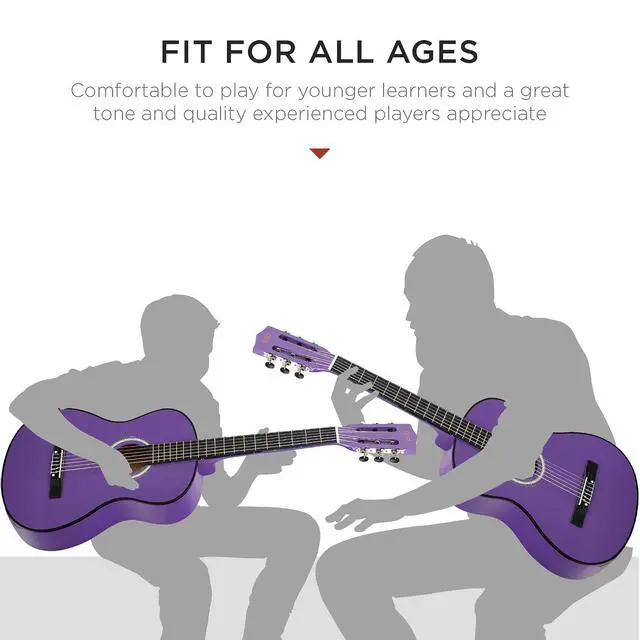 Alt view image 5 of 7 - 38in Beginner All Wood Acoustic Guitar Starter Kit w/Gig Bag, 6 Picks, Nylon Strings, Strap w/Pick Holder - Purple