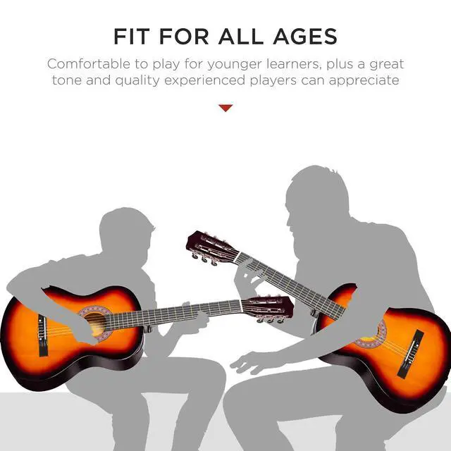 Alt view image 5 of 7 - 38in Beginner All Wood Acoustic Guitar Starter Kit w/Gig Bag, 6 Picks, Nylon Strings, Strap w/Pick Holder - Sunburst