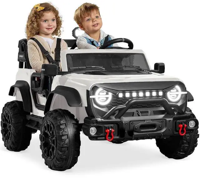 Main image of Best Choice Products Kids 24V 2-Seater Electric Ride On Car Truck w/ 132lb Weight Capacity, Parent Control, Bluetooth, LED Lights - White