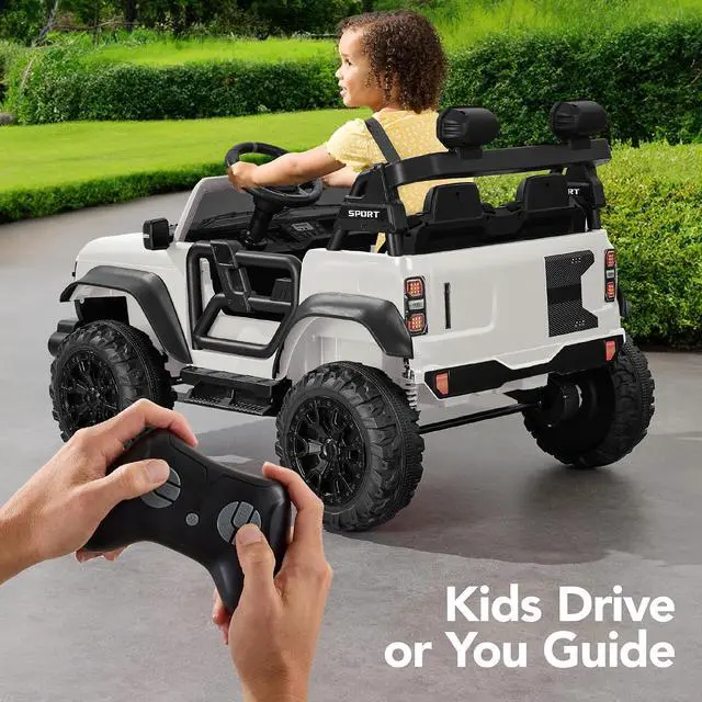 Alt view image 4 of 7 - Best Choice Products Kids 24V 2-Seater Electric Ride On Car Truck w/ 132lb Weight Capacity, Parent Control, Bluetooth, LED Lights - White