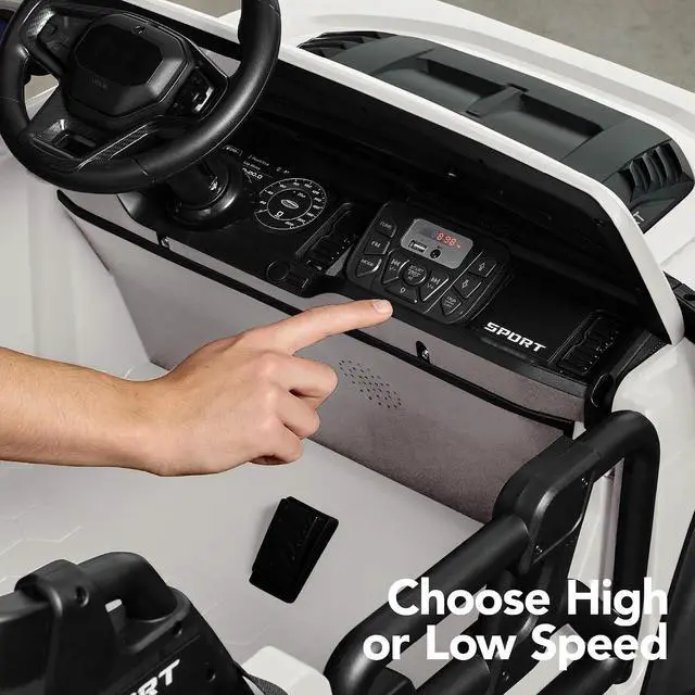 Alt view image 6 of 7 - Best Choice Products Kids 24V 2-Seater Electric Ride On Car Truck w/ 132lb Weight Capacity, Parent Control, Bluetooth, LED Lights - White