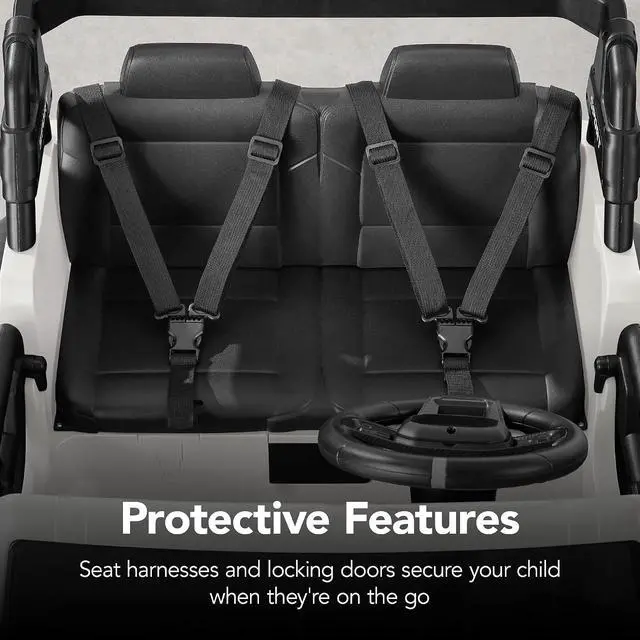 Alt view image 7 of 7 - Best Choice Products Kids 24V 2-Seater Electric Ride On Car Truck w/ 132lb Weight Capacity, Parent Control, Bluetooth, LED Lights - White