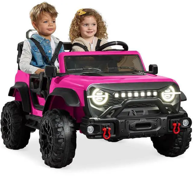 Main image of Best Choice Products Kids 24V 2-Seater Electric Ride On Car Truck w/ 132lb Weight Capacity, Parent Control, Bluetooth, LED Lights - Hot Pink