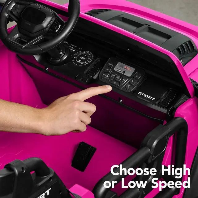 Alt view image 6 of 7 - Best Choice Products Kids 24V 2-Seater Electric Ride On Car Truck w/ 132lb Weight Capacity, Parent Control, Bluetooth, LED Lights - Hot Pink