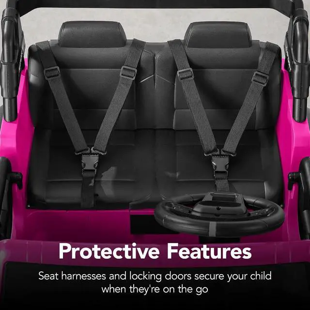 Alt view image 7 of 7 - Best Choice Products Kids 24V 2-Seater Electric Ride On Car Truck w/ 132lb Weight Capacity, Parent Control, Bluetooth, LED Lights - Hot Pink