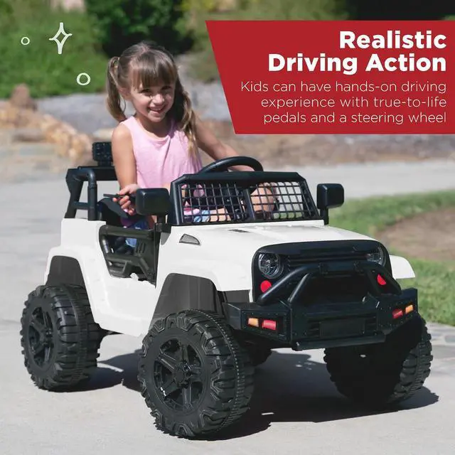 Alt view image 2 of 7 - Best Choice Products 12V Kids Electric Vehicle Toy Ride On Car with Parent Remote Control for Toddlers, Seat Harness, 61 lbs Weight Capacity, Locking Doors, Spring Suspension, Bluetooth - White