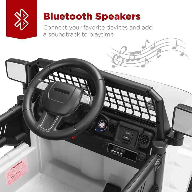 Alt view image 6 of 7 - Best Choice Products 12V Kids Electric Vehicle Toy Ride On Car with Parent Remote Control for Toddlers, Seat Harness, 61 lbs Weight Capacity, Locking Doors, Spring Suspension, Bluetooth - White