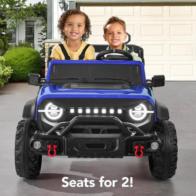 Alt view image 3 of 7 - Best Choice Products Kids 24V 2-Seater Electric Ride On Car Truck w/ 132lb Weight Capacity, Parent Control, Bluetooth, LED Lights - Blue