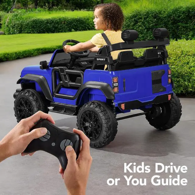 Alt view image 4 of 7 - Best Choice Products Kids 24V 2-Seater Electric Ride On Car Truck w/ 132lb Weight Capacity, Parent Control, Bluetooth, LED Lights - Blue