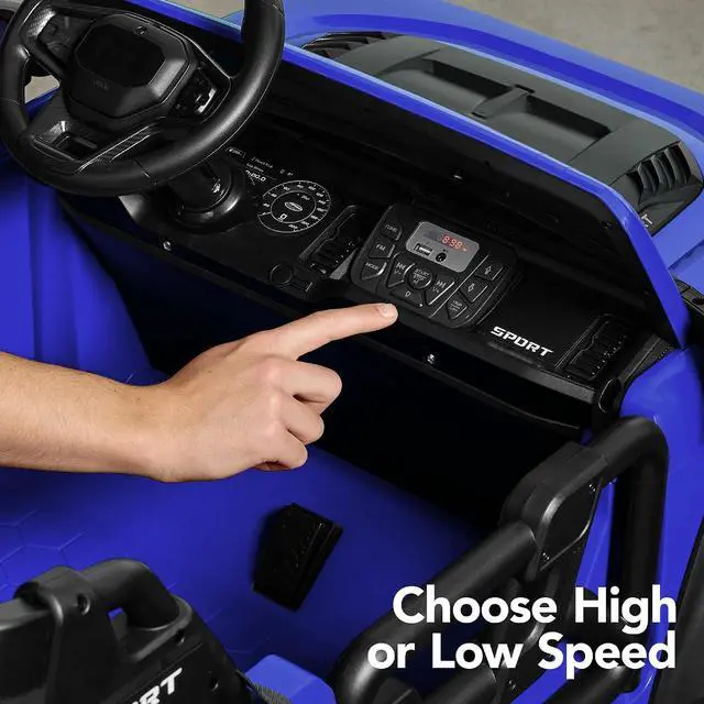 Alt view image 6 of 7 - Best Choice Products Kids 24V 2-Seater Electric Ride On Car Truck w/ 132lb Weight Capacity, Parent Control, Bluetooth, LED Lights - Blue