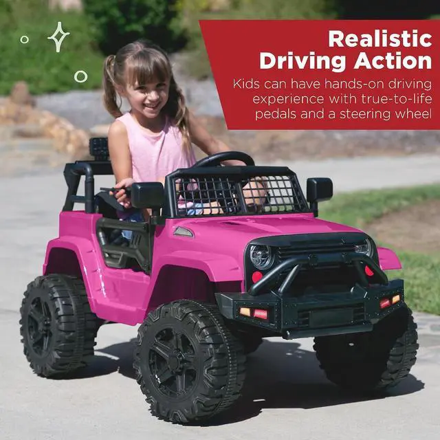 Alt view image 2 of 7 - Best Choice Products 12V Kids Electric Vehicle Toy Ride On Car with Parent Remote Control for Toddlers, Seat Harness, 61 lbs Weight Capacity, Locking Doors, Spring Suspension, Bluetooth - Hot Pink