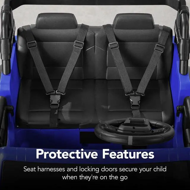Alt view image 7 of 7 - Best Choice Products Kids 24V 2-Seater Electric Ride On Car Truck w/ 132lb Weight Capacity, Parent Control, Bluetooth, LED Lights - Blue