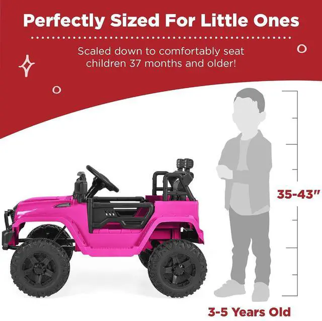 Alt view image 4 of 7 - Best Choice Products 12V Kids Electric Vehicle Toy Ride On Car with Parent Remote Control for Toddlers, Seat Harness, 61 lbs Weight Capacity, Locking Doors, Spring Suspension, Bluetooth - Hot Pink