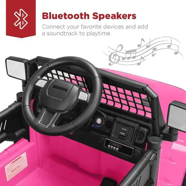Alt view image 6 of 7 - Best Choice Products 12V Kids Electric Vehicle Toy Ride On Car with Parent Remote Control for Toddlers, Seat Harness, 61 lbs Weight Capacity, Locking Doors, Spring Suspension, Bluetooth - Hot Pink