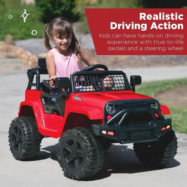Alt view image 2 of 7 - Best Choice Products 12V Kids Electric Vehicle Toy Ride On Car with Parent Remote Control for Toddlers, Seat Harness, 61 lbs Weight Capacity, Locking Doors, Spring Suspension, Bluetooth - Red