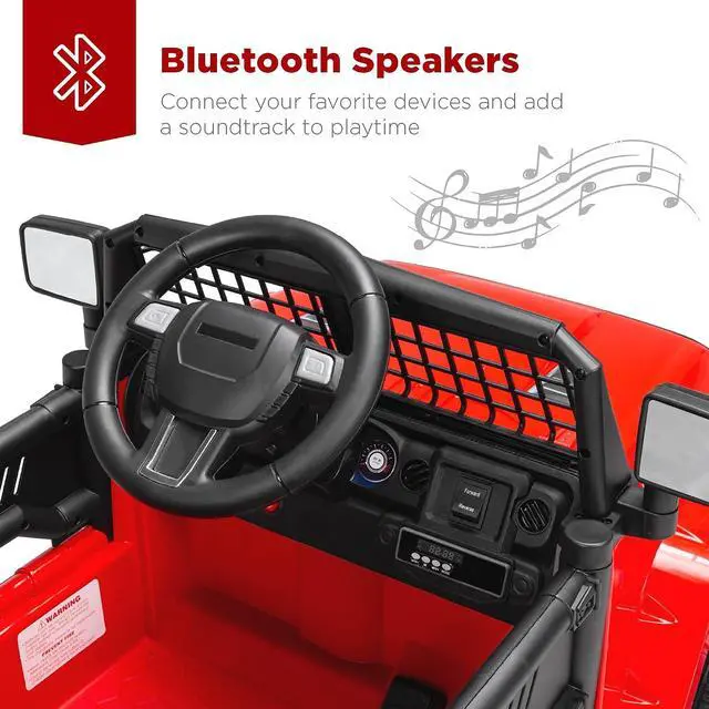Alt view image 6 of 7 - Best Choice Products 12V Kids Electric Vehicle Toy Ride On Car with Parent Remote Control for Toddlers, Seat Harness, 61 lbs Weight Capacity, Locking Doors, Spring Suspension, Bluetooth - Red