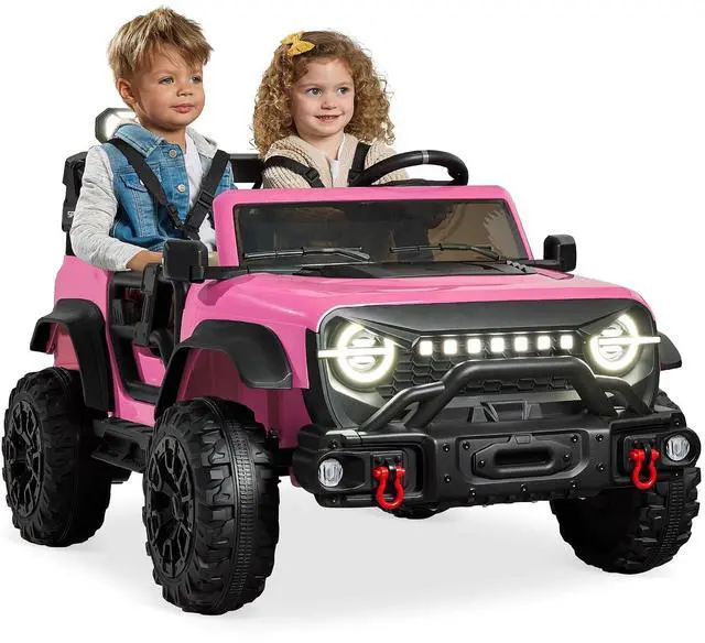 Main image of Best Choice Products Kids 24V 2-Seater Electric Ride On Car Truck w/ 132lb Weight Capacity, Parent Control, Bluetooth, LED Lights - Pink