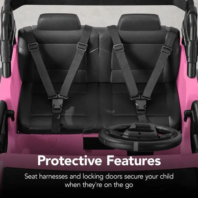 Alt view image 7 of 7 - Best Choice Products Kids 24V 2-Seater Electric Ride On Car Truck w/ 132lb Weight Capacity, Parent Control, Bluetooth, LED Lights - Pink