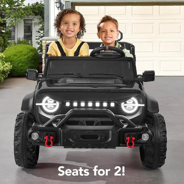 Alt view image 3 of 7 - Best Choice Products Kids 24V 2-Seater Electric Ride On Car Truck w/ 132lb Weight Capacity, Parent Control, Bluetooth, LED Lights - Black