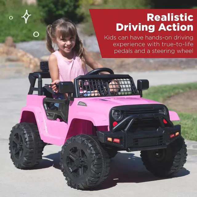 Alt view image 2 of 7 - Best Choice Products 12V Kids Electric Vehicle Toy Ride On Car with Parent Remote Control for Toddlers, Seat Harness, 61 lbs Weight Capacity, Locking Doors, Spring Suspension, Bluetooth - Pink