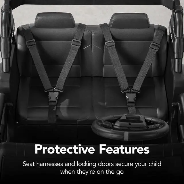 Alt view image 7 of 7 - Best Choice Products Kids 24V 2-Seater Electric Ride On Car Truck w/ 132lb Weight Capacity, Parent Control, Bluetooth, LED Lights - Black