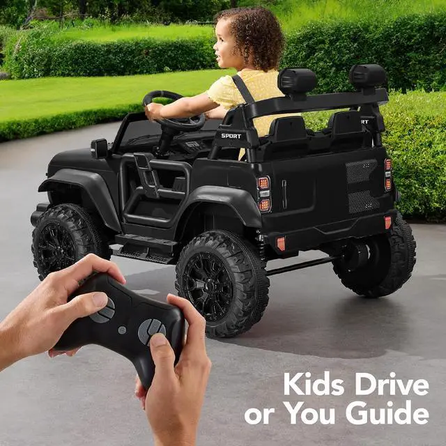 Alt view image 4 of 7 - Best Choice Products Kids 24V 2-Seater Electric Ride On Car Truck w/ 132lb Weight Capacity, Parent Control, Bluetooth, LED Lights - Black