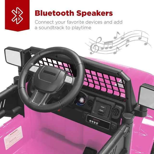 Alt view image 6 of 7 - Best Choice Products 12V Kids Electric Vehicle Toy Ride On Car with Parent Remote Control for Toddlers, Seat Harness, 61 lbs Weight Capacity, Locking Doors, Spring Suspension, Bluetooth - Pink