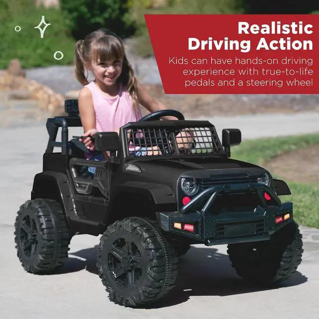 Alt view image 2 of 7 - Best Choice Products 12V Kids Electric Vehicle Toy Ride On Car with Parent Remote Control for Toddlers, Seat Harness, 61 lbs Weight Capacity, Locking Doors, Spring Suspension, Bluetooth - Black