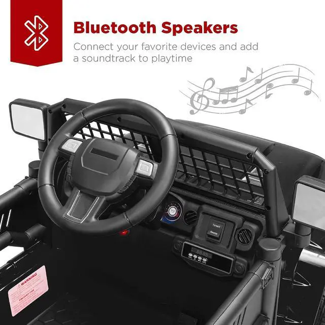 Alt view image 6 of 7 - Best Choice Products 12V Kids Electric Vehicle Toy Ride On Car with Parent Remote Control for Toddlers, Seat Harness, 61 lbs Weight Capacity, Locking Doors, Spring Suspension, Bluetooth - Black