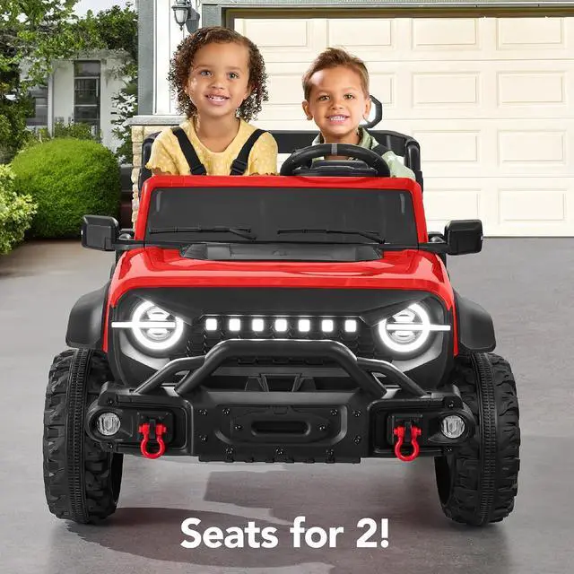 Alt view image 3 of 7 - Best Choice Products Kids 24V 2-Seater Electric Ride On Car Truck w/ 132lb Weight Capacity, Parent Control, Bluetooth, LED Lights - Red