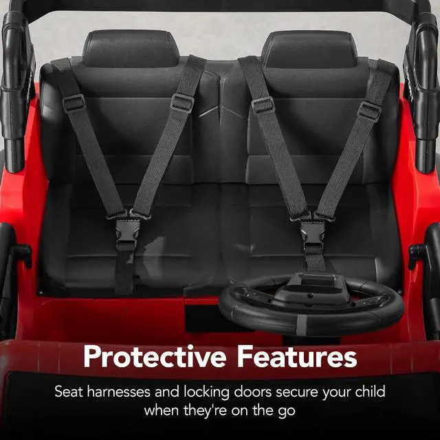 Alt view image 7 of 7 - Best Choice Products Kids 24V 2-Seater Electric Ride On Car Truck w/ 132lb Weight Capacity, Parent Control, Bluetooth, LED Lights - Red