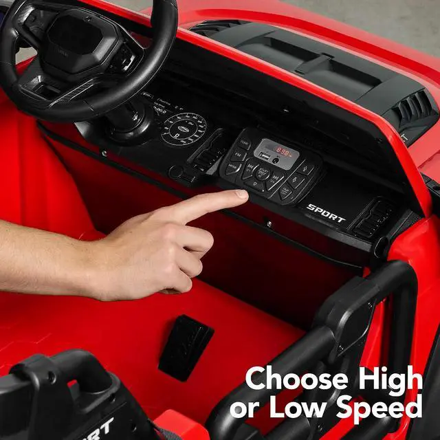Alt view image 6 of 7 - Best Choice Products Kids 24V 2-Seater Electric Ride On Car Truck w/ 132lb Weight Capacity, Parent Control, Bluetooth, LED Lights - Red