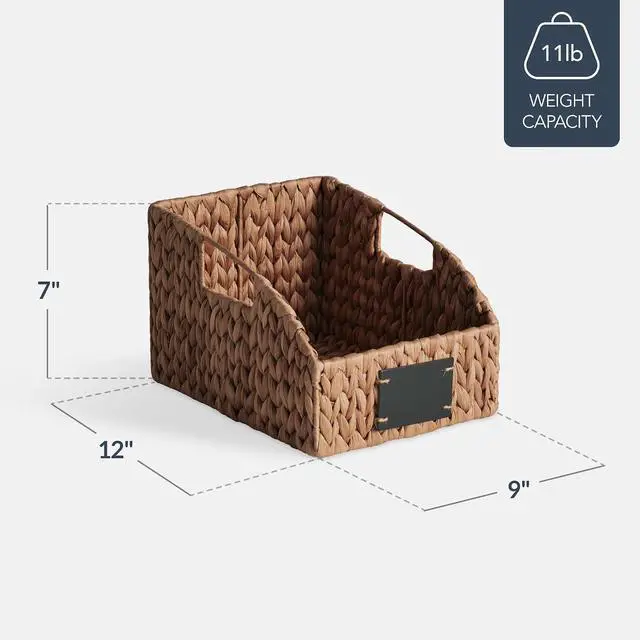 Alt view image 2 of 7 - Pantry Baskets for Organizing, Wicker Basket w/Built-in Handles, Handwoven Wicker Storage Baskets for Shelves, Water Hyacinth, 2-Pack - Chestnut