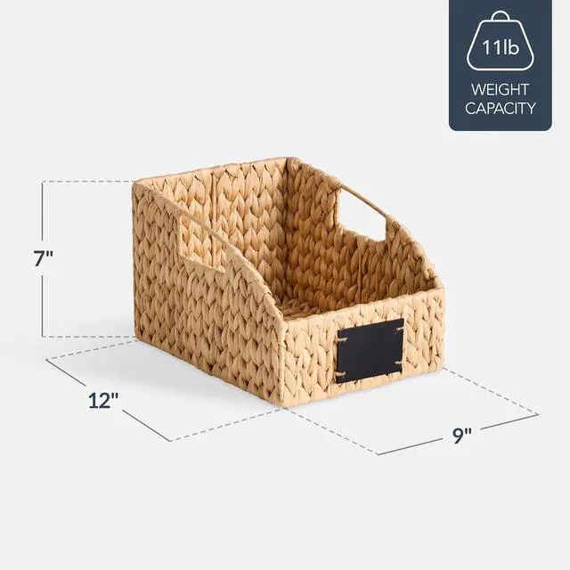 Alt view image 2 of 7 - Pantry Baskets for Organizing, Wicker Basket w/Built-in Handles, Handwoven Wicker Storage Baskets for Shelves, Water Hyacinth, 2-Pack - Natural