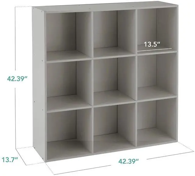 Alt view image 2 of 7 - Best Choice Products Kids Bookcase 9-Cube Storage Organizer, 13.5in Shelf Opening, Bookshelf, Toy Storage, Customizable w/ 3 Removable Back Panels Gray