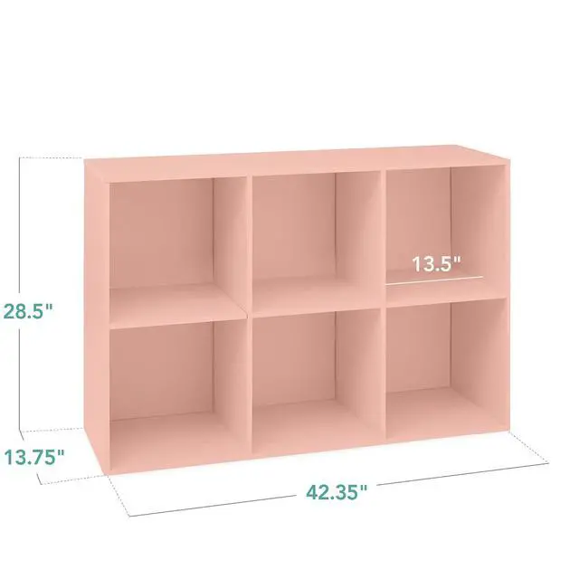 Alt view image 2 of 7 - Best Choice Products Kids Bookcase 6-Cube Storage Organizer, 13.5in Shelf Opening, Bookshelf, Toy Storage, Customizable w/ 3 Removable Back Panels Light Pink