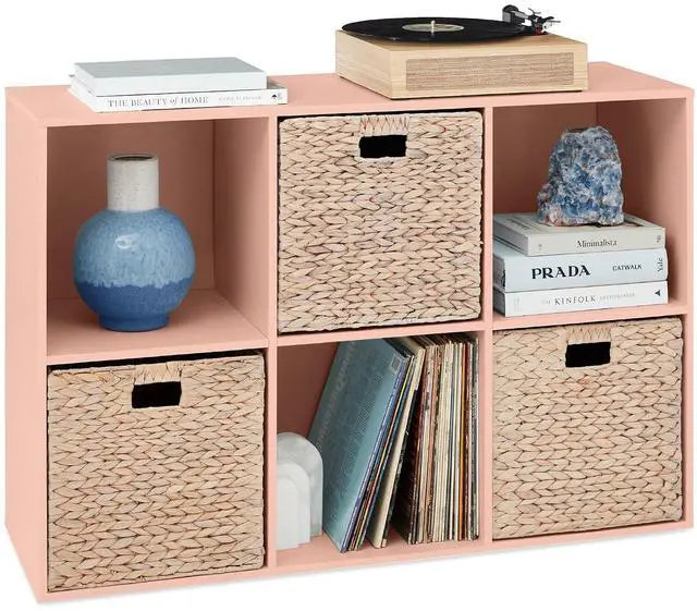 Main image of Best Choice Products Kids Bookcase 6-Cube Storage Organizer, 13.5in Shelf Opening, Bookshelf, Toy Storage, Customizable w/ 3 Removable Back Panels Light Pink