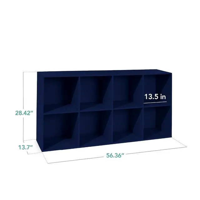 Alt view image 2 of 7 - Best Choice Products Kids Bookcase 8-Cube Storage Organizer, 13.5in Shelf Opening, Bookshelf, Toy Storage, Customizable w/ 3 Removable Back Panels Navy