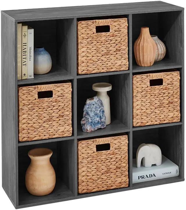 Main image of Best Choice Products 9-Cube Storage Organizer, 13.5in Shelf Opening, Bookcase, Display Shelf, Customizable w/ 3 Removable Back Panels Dark Gray