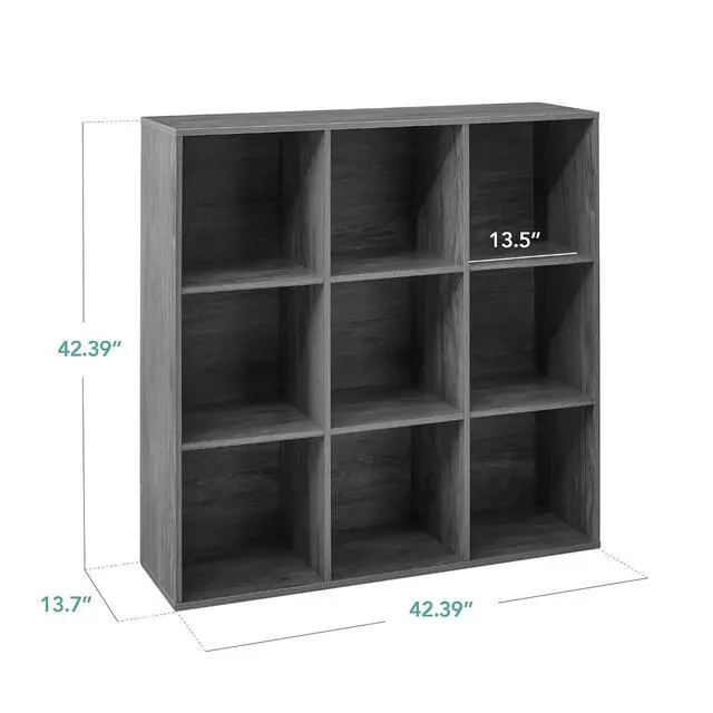 Alt view image 2 of 7 - Best Choice Products 9-Cube Storage Organizer, 13.5in Shelf Opening, Bookcase, Display Shelf, Customizable w/ 3 Removable Back Panels Dark Gray