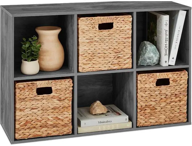Main image of Best Choice Products 6-Cube Storage Organizer, 11in Shelf Opening, Bookcase, Display Shelf, Customizable w/ 3 Removable Back Panels Dark Gray
