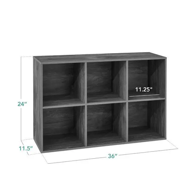 Alt view image 2 of 7 - Best Choice Products 6-Cube Storage Organizer, 11in Shelf Opening, Bookcase, Display Shelf, Customizable w/ 3 Removable Back Panels Dark Gray