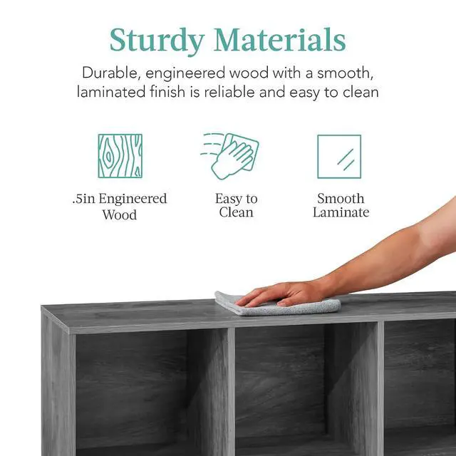 Alt view image 6 of 7 - Best Choice Products 6-Cube Storage Organizer, 11in Shelf Opening, Bookcase, Display Shelf, Customizable w/ 3 Removable Back Panels Dark Gray