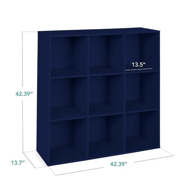 Alt view image 2 of 7 - Best Choice Products Kids Bookcase 9-Cube Storage Organizer, 13.5in Shelf Opening, Bookshelf, Toy Storage, Customizable w/ 3 Removable Back Panels Navy