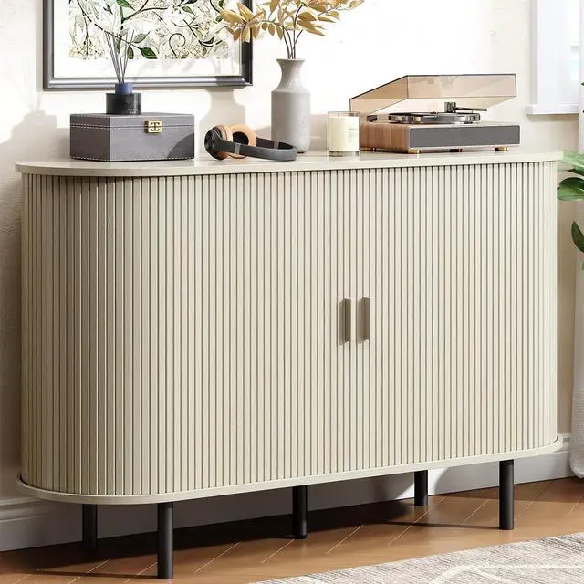 Main image of Buffet Cabinet Storage Fluted Buffet Sideboard(48"/Natural White)