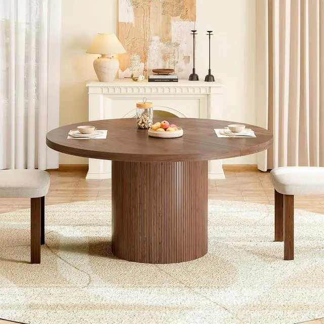 Alt view image 7 of 7 - 47 Inch Round Dining Table for 4-6, Fluted Kitchen Table