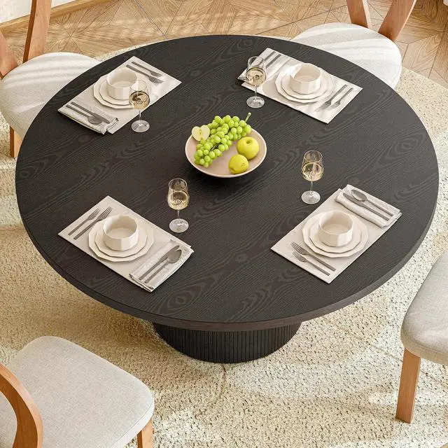 Alt view image 3 of 7 - 47 Inch Round Dining Table for 4-6, Fluted Kitchen Table