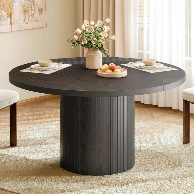 Main image of 47 Inch Round Dining Table for 4-6, Fluted Kitchen Table